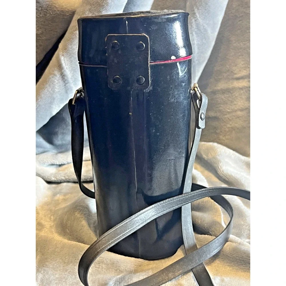 Sun‎ Lens Vintage Black Leather Covered Corduroy Lined 3x7